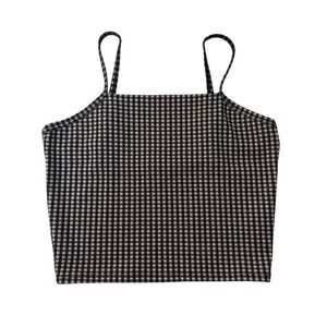 Fitz + Eddi Womens Black & White Gingham Crop Top Size S Polyester & Spandex